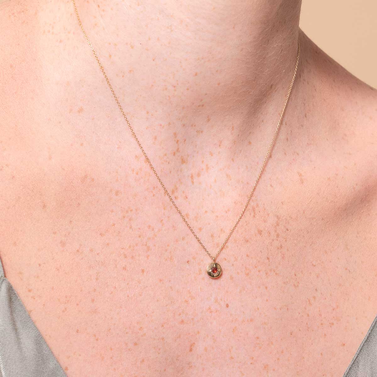 Birthstone Jewellery - January Garnet Birthstone Necklace in Solid Gold - Pendant Necklace - Astrid & Miyu