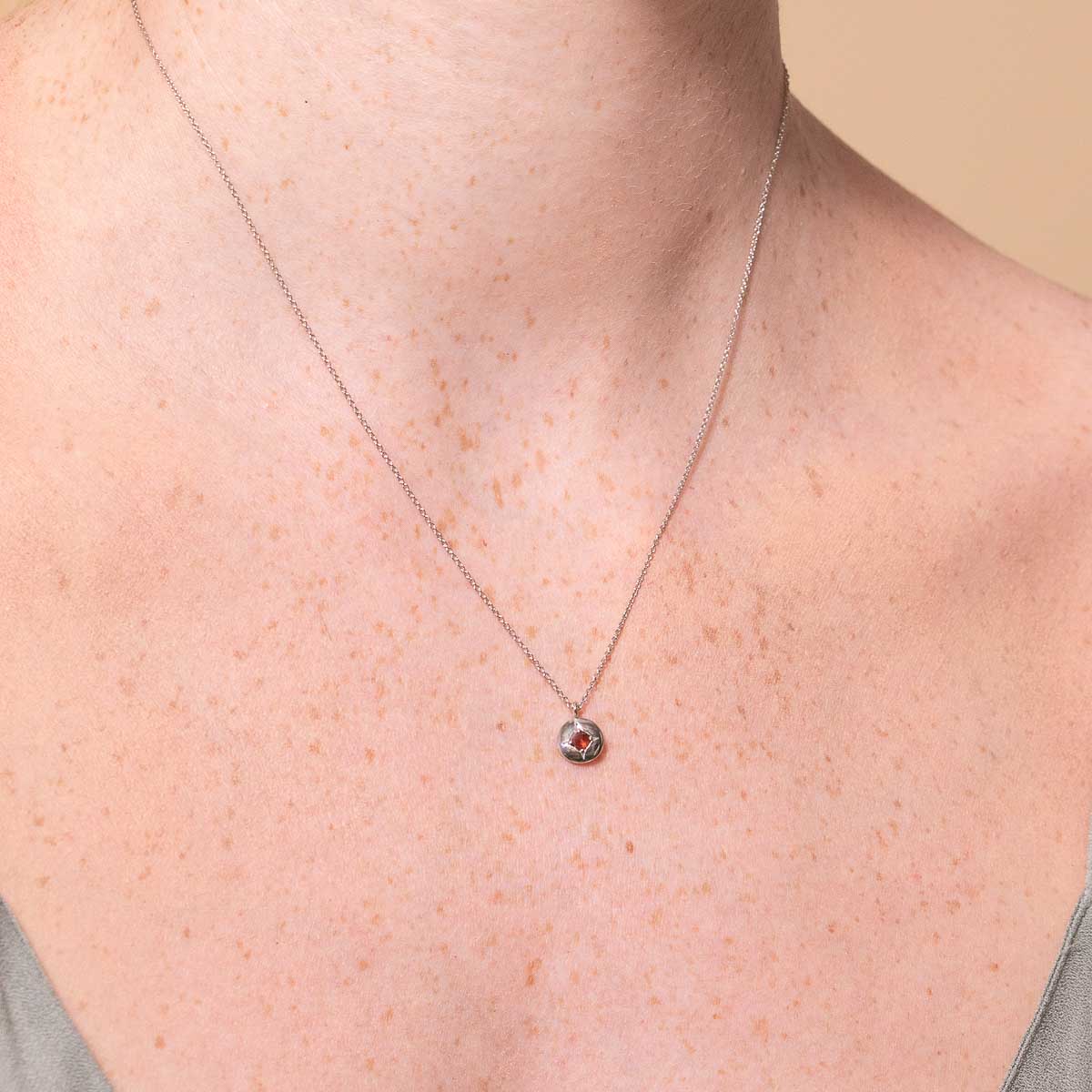 Eternity Collection - January Garnet Birthstone Necklace in Solid White Gold - Pendant Necklace - Astrid &amp; Miyu
