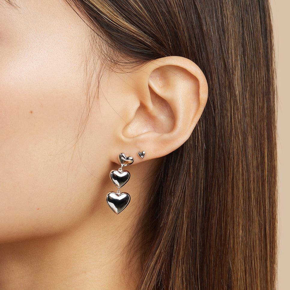 Earrings - Heart Stud Earrings in Silver - Stud Earrings - Astrid &amp; Miyu
