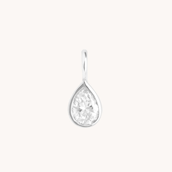 Birthstone Charms - Diamond Pear Charm 9k White Gold - Charms & Pendants - Astrid & Miyu