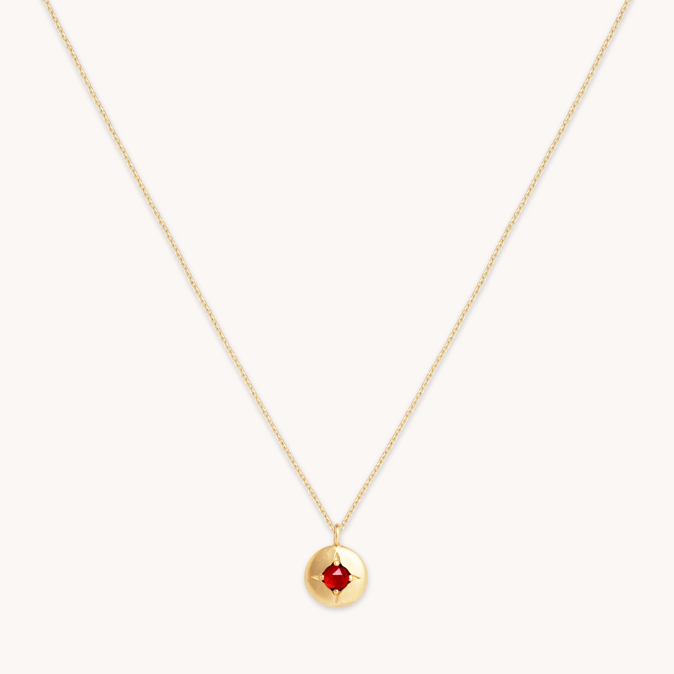 Birthstone Jewellery - January Garnet Birthstone Necklace in Solid Gold - Pendant Necklace - Astrid & Miyu