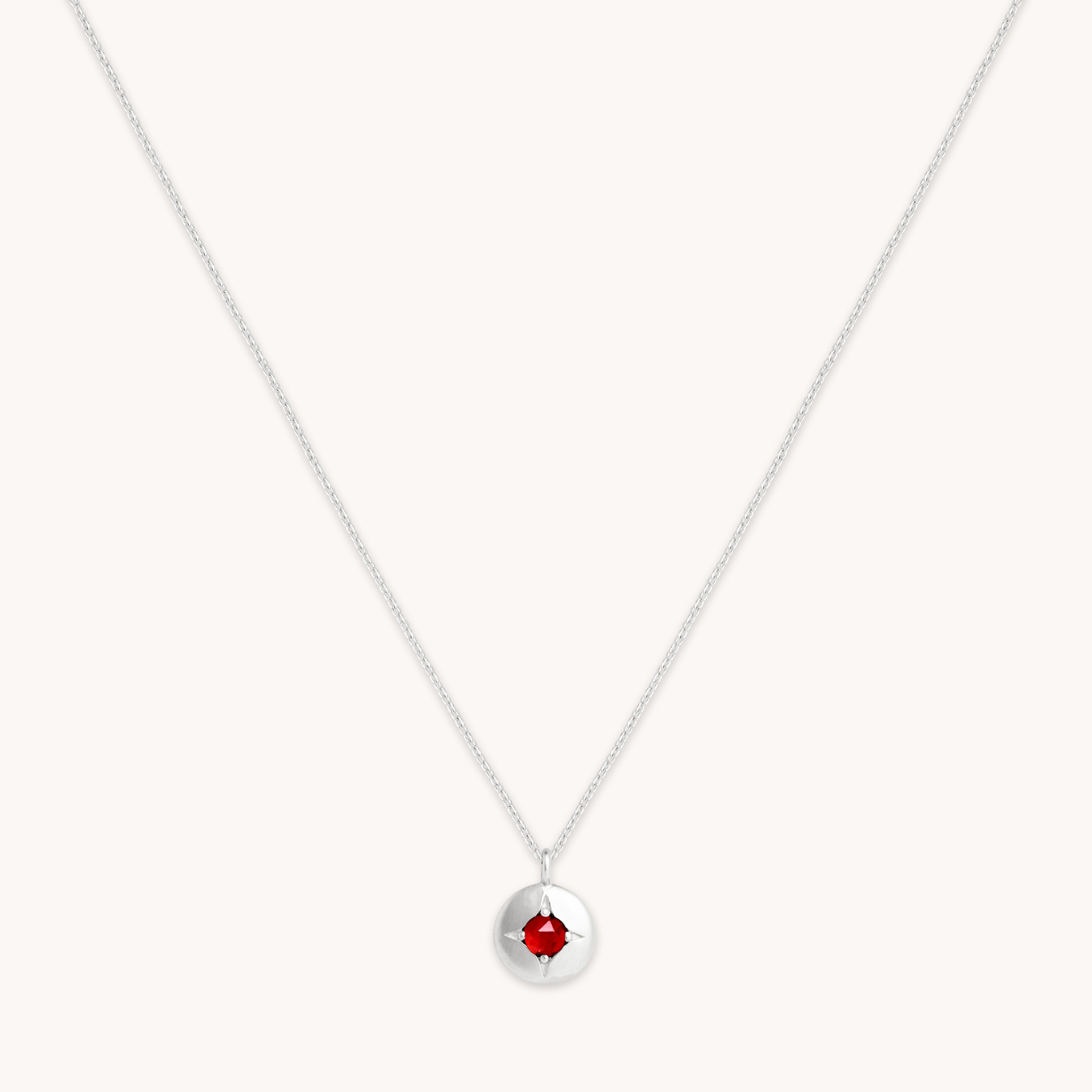 Eternity Collection - January Garnet Birthstone Necklace in Solid White Gold - Pendant Necklace - Astrid & Miyu
