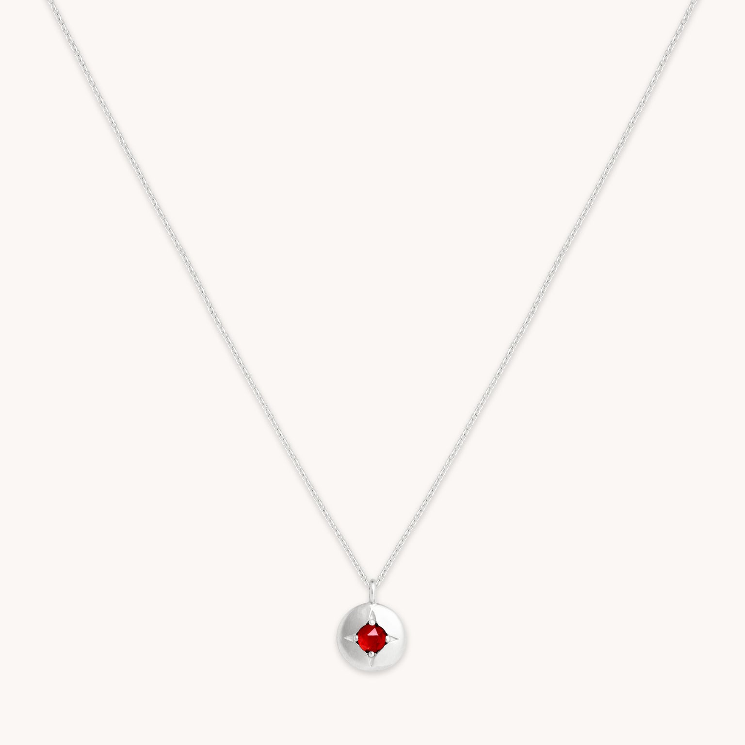 Eternity Collection - January Garnet Birthstone Necklace in Solid White Gold - Pendant Necklace - Astrid & Miyu
