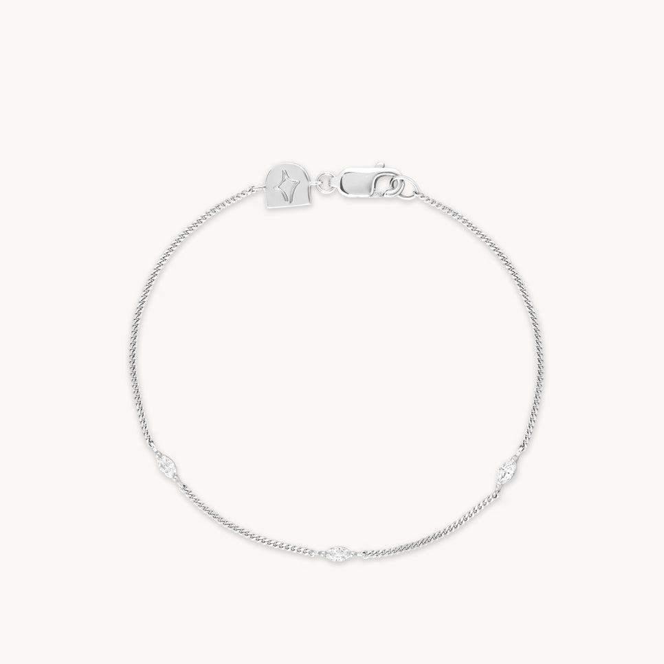 Bracelets - Navette Crystal Bracelet in Silver - Charm Bracelet - Astrid &amp; Miyu