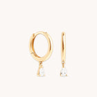 Earrings - Diamond Charm Huggies in Solid Gold - Huggies - Astrid & Miyu