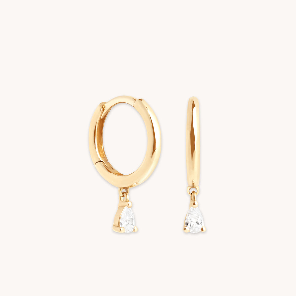 Earrings - Diamond Charm Huggies in Solid Gold - Huggies - Astrid & Miyu