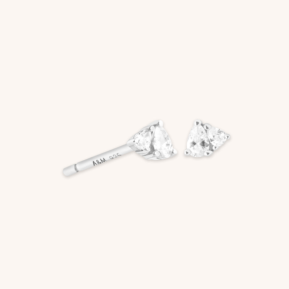 Bridal Jewellery - Pear Cluster Stud Earrings in Silver - Stud Earrings - Astrid & Miyu