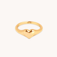 18k Gold Plated Jewellery - Heart Signet Ring in Gold - Signet Ring - Astrid &amp; Miyu