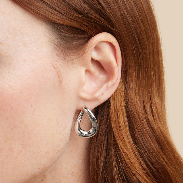 Molten Large Hoops in Silver-Astrid & Miyu