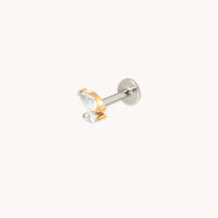 Crystal Double Marquise Titanium Piercing Stud in Gold-Astrid & Miyu