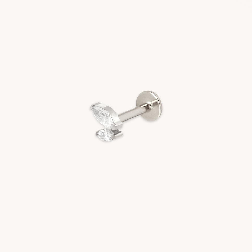 Crystal Double Marquise Titanium Piercing Stud in Platinum-Astrid & Miyu