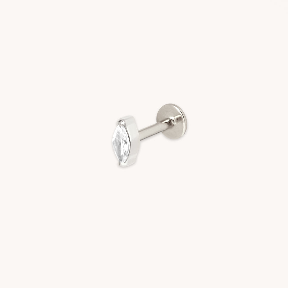Crystal Marquise Titanium Piercing Stud in Platinum-Astrid & Miyu