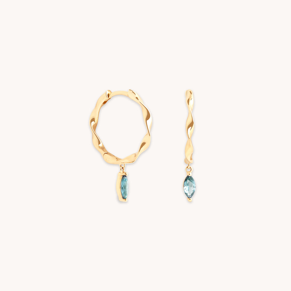 Earrings - Alexandrite Charm Twist Huggies in Solid Gold - Huggies - Astrid & Miyu