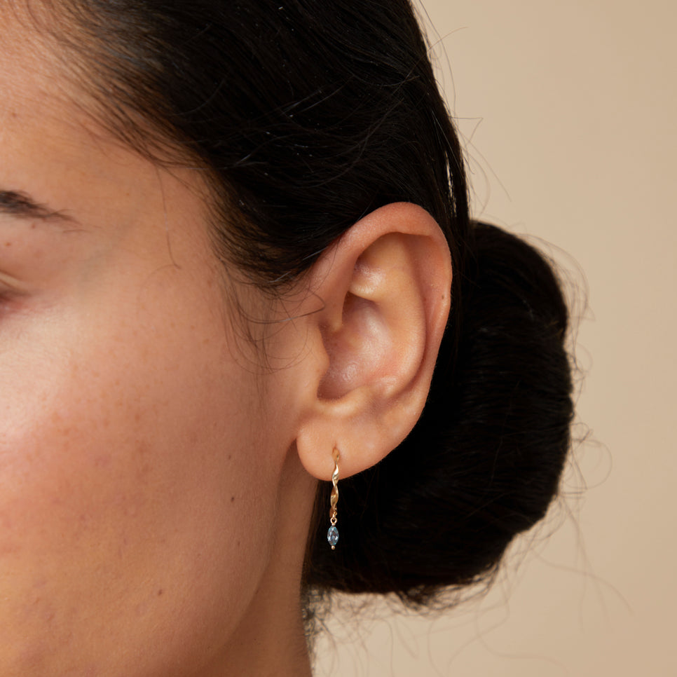 Earrings - Alexandrite Charm Twist Huggies in Solid Gold - Huggies - Astrid & Miyu