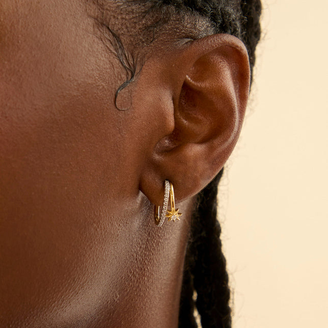 18k Gold Plated Jewellery - Cosmic Illusion Crystal Hoops in Gold - Hoop Earrings - Astrid & Miyu