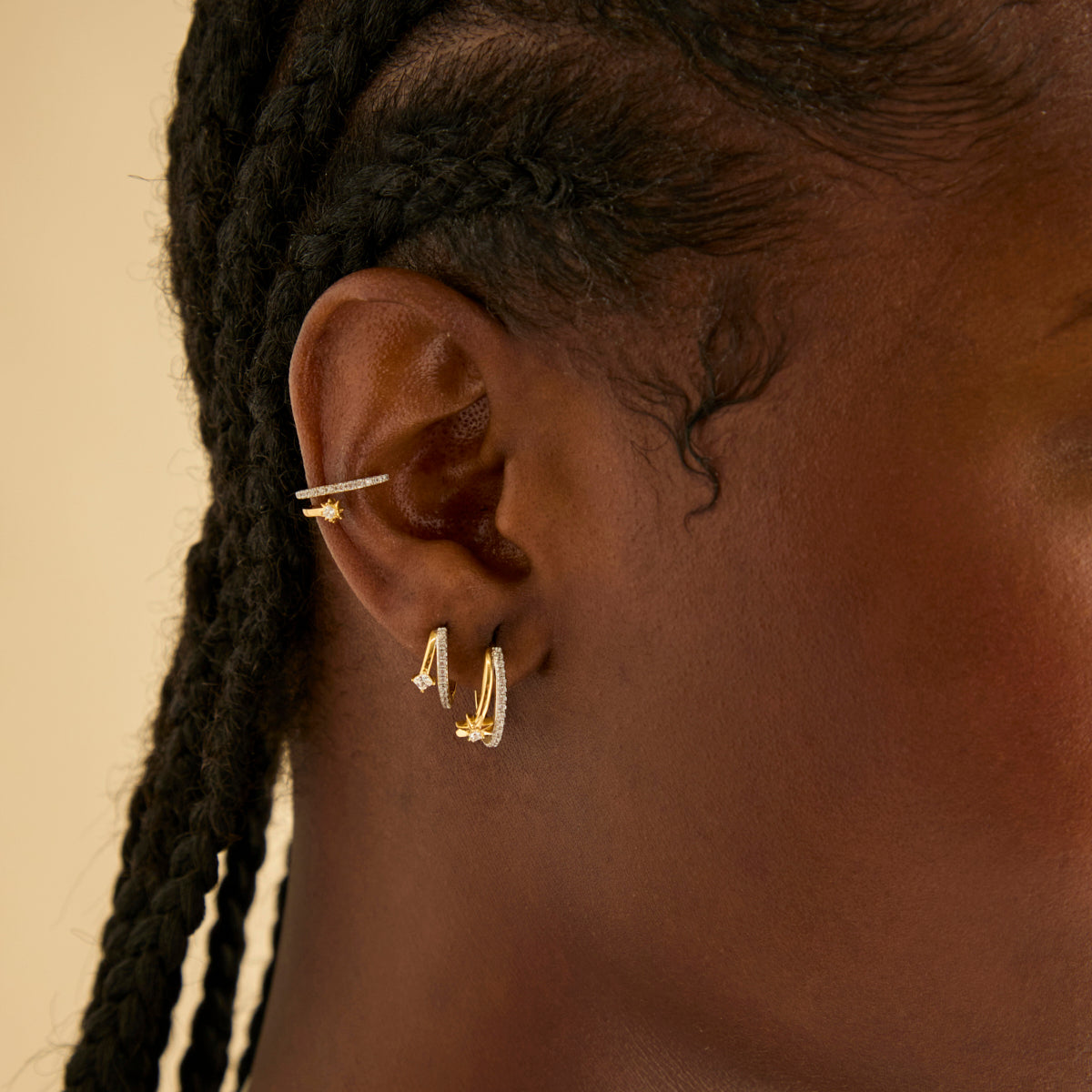 18k Gold Plated Jewellery - Pavé Crystal Illusion Huggies in Gold - Huggies - Astrid &amp; Miyu