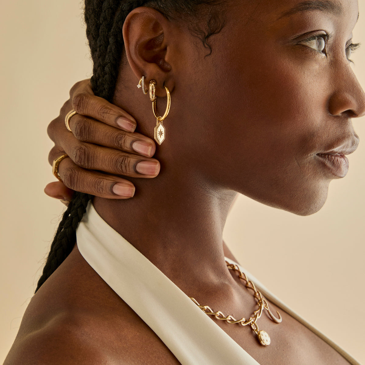 18k Gold Plated Jewellery - Pavé Crystal Illusion Huggies in Gold - Huggies - Astrid &amp; Miyu