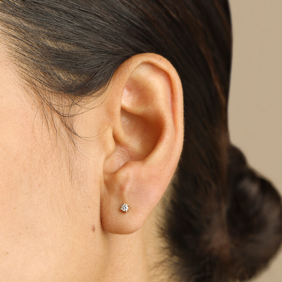 Diamond Solitaire Stud Earrings in Solid Gold-Astrid &amp; Miyu