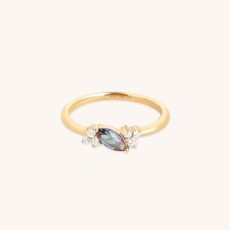 Alexandrite Cluster Milestone Ring in Solid Gold-Astrid & Miyu