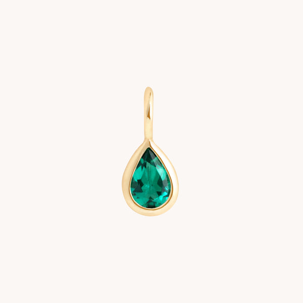Birthstone Charms - Emerald Pear Charm 9k Gold - Welding Charm - Astrid &amp; Miyu