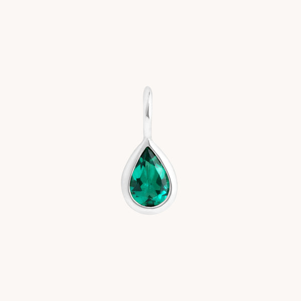 Birthstone Charms - Emerald Pear Charm 9k White Gold - Welding Charm - Astrid & Miyu