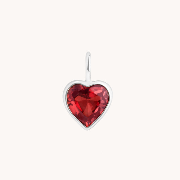 Motif Charms - Garnet Heart Charm 9k White Gold - Welding Charm - Astrid & Miyu