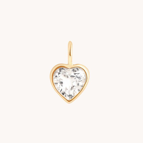 Motif Charms - Heart White Topaz Charm 9k Gold - Welding Charm - Astrid &amp; Miyu