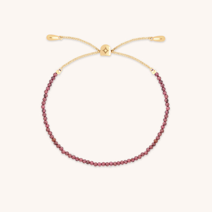 Garnet January Beaded Bracelet in Solid Gold-Astrid &amp; Miyu