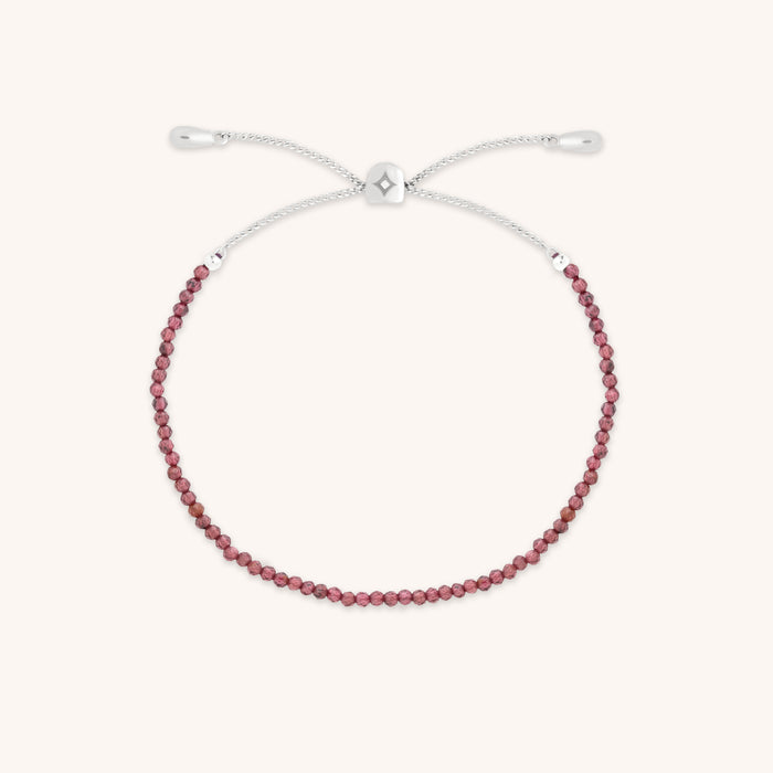 Garnet January Beaded Bracelet in Solid White Gold-Astrid &amp; Miyu