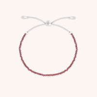 Garnet January Beaded Bracelet in Solid White Gold-Astrid & Miyu