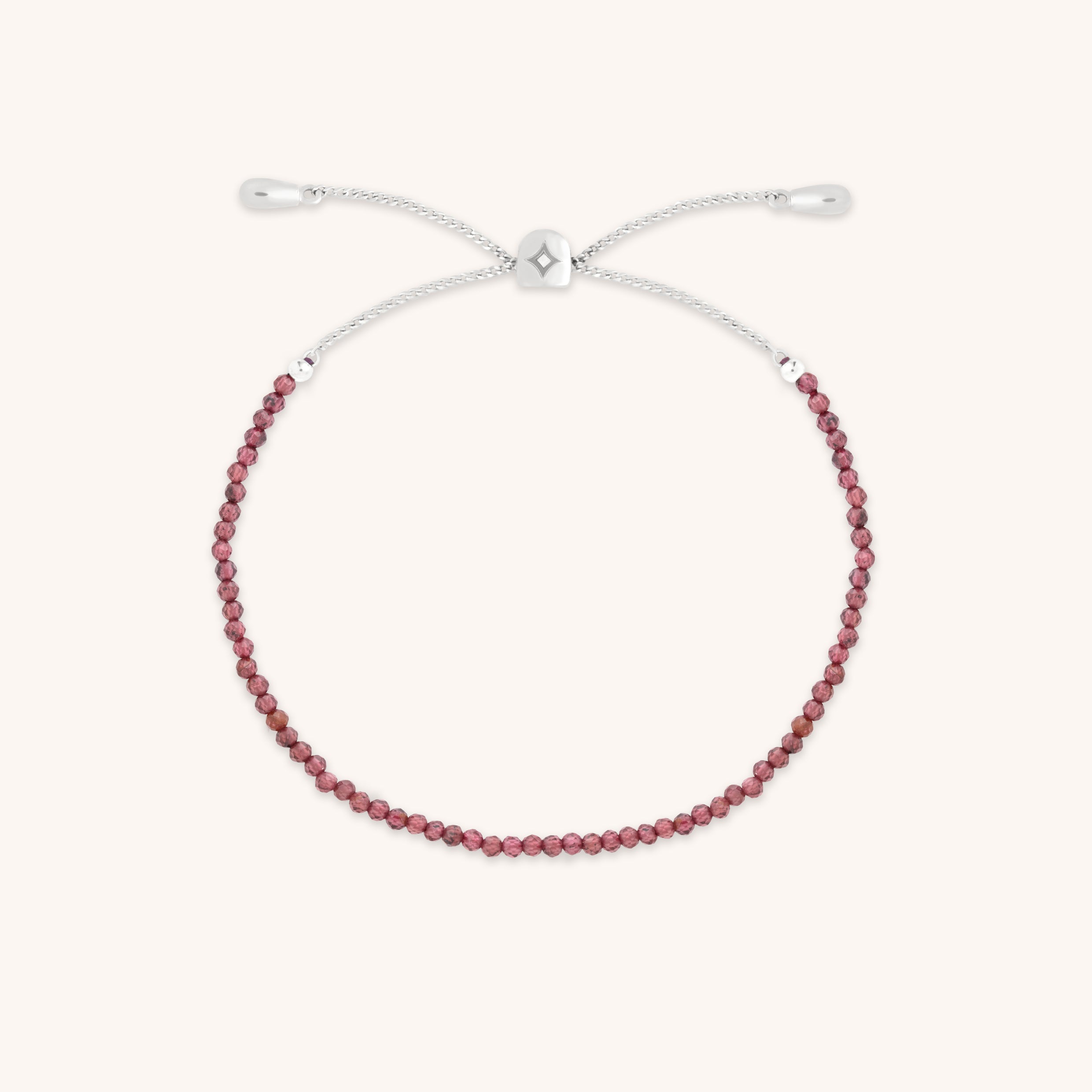 Garnet January Beaded Bracelet in Solid White Gold-Astrid &amp; Miyu