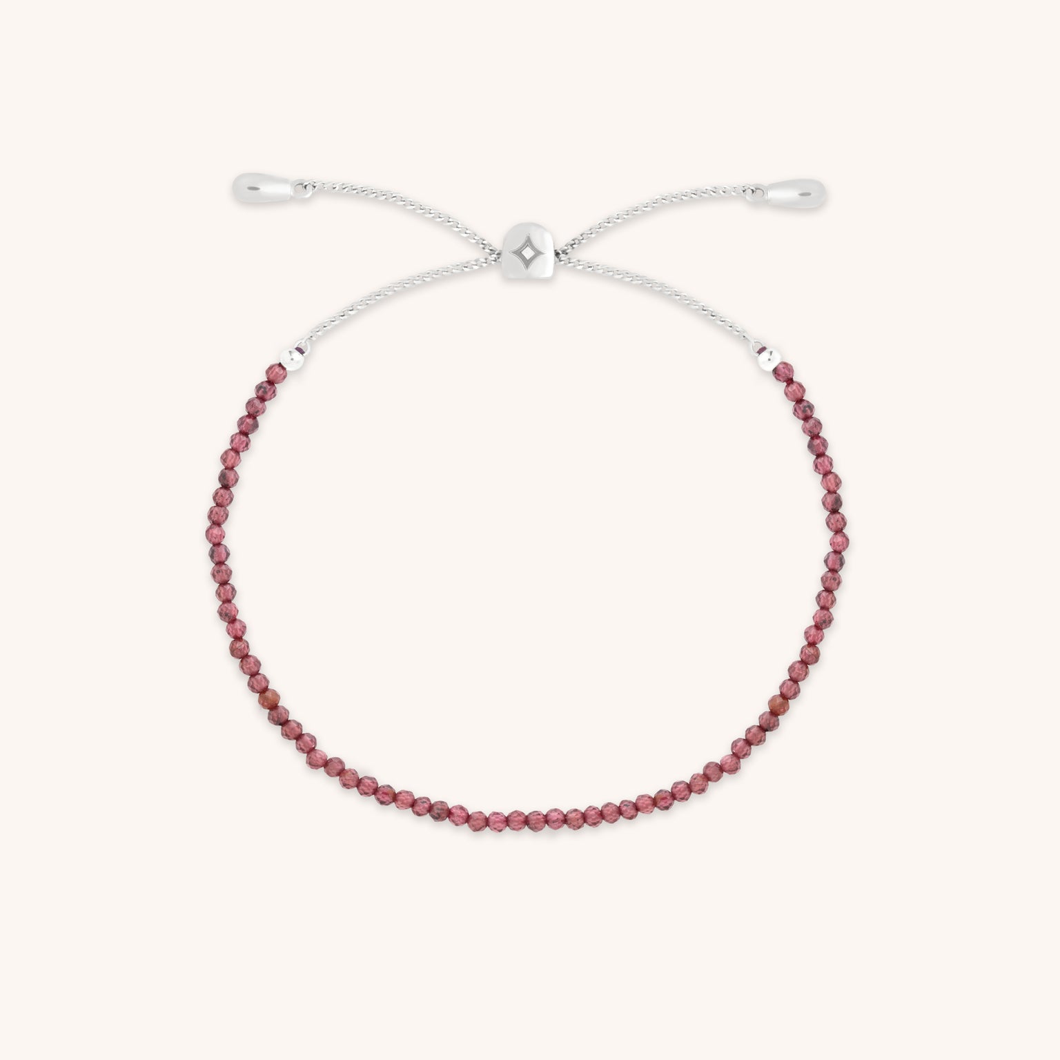 Garnet January Beaded Bracelet in Solid White Gold-Astrid &amp; Miyu