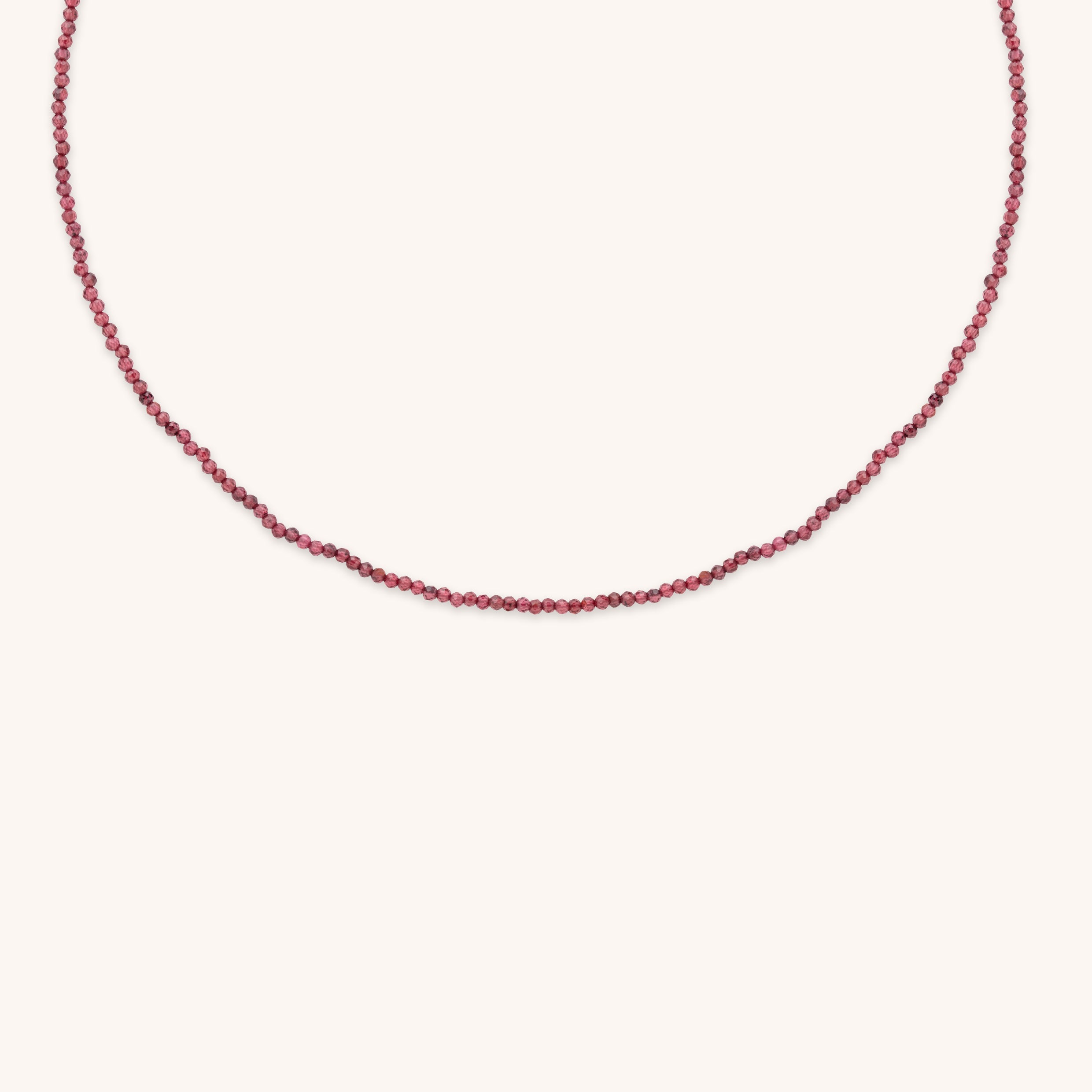 Garnet January Beaded Necklace in Solid Gold-Astrid & Miyu