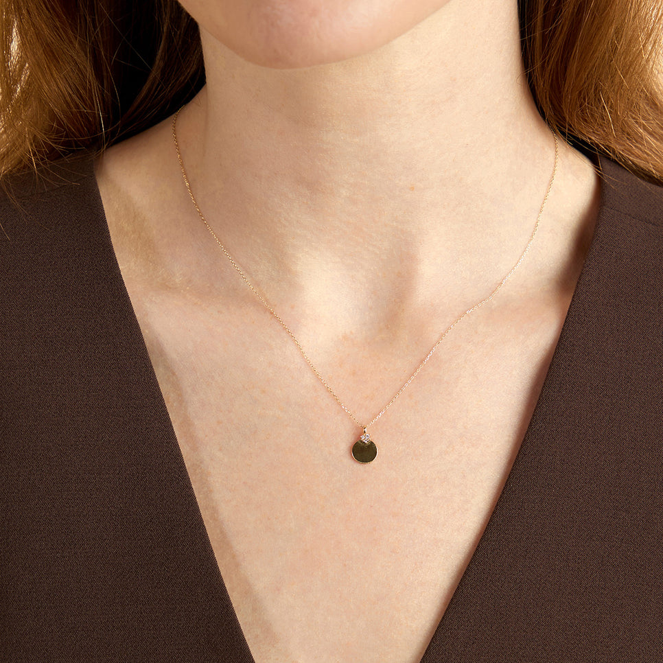 Lab Diamond Engravable Pendant Necklace-Astrid &amp; Miyu