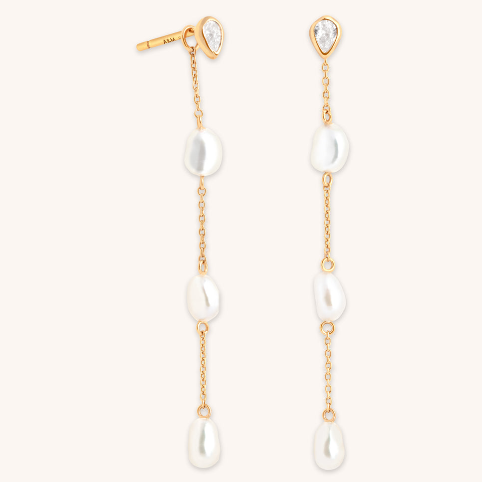Pearl Chain Drop Studs-Astrid &amp; Miyu