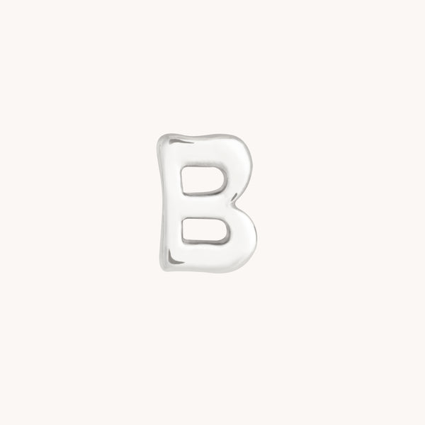 B Initial Click Charm in Solid White Gold-Astrid & Miyu