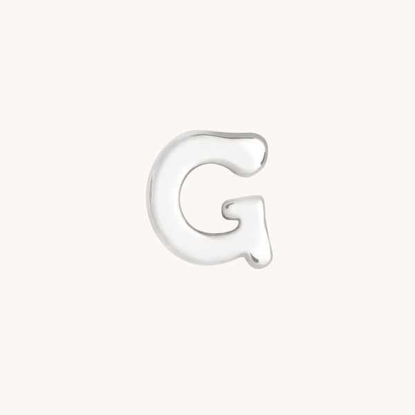 G Initial Click Charm in Solid White Gold-Astrid & Miyu