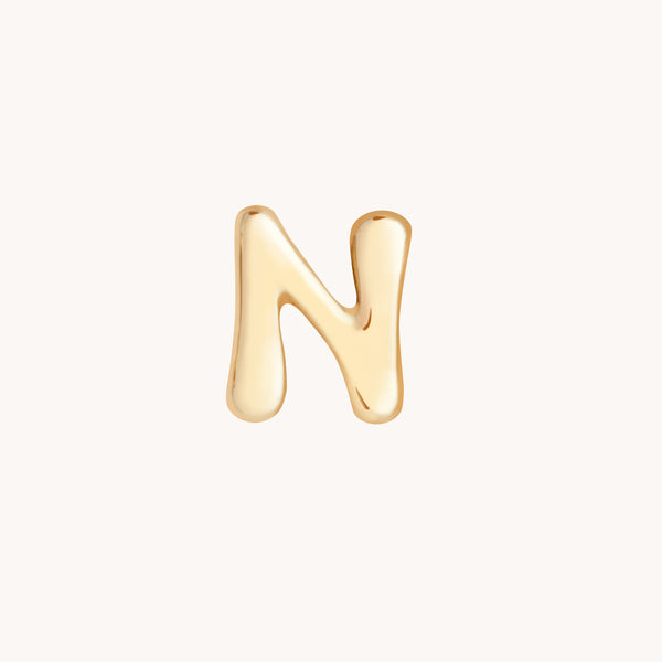 N Initial Click Charm in Solid Gold-Astrid &amp; Miyu