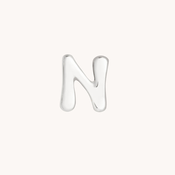N Initial Click Charm in Solid White Gold-Astrid & Miyu