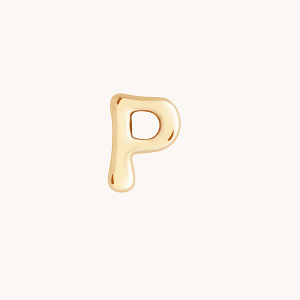 P Initial Click Charm in Solid Gold-Astrid &amp; Miyu