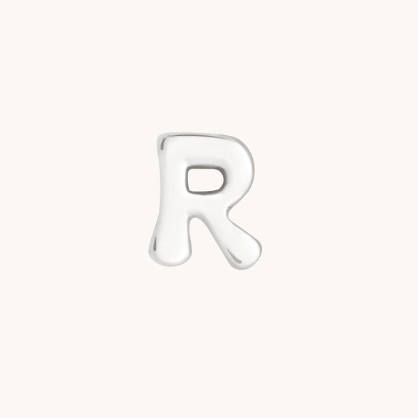 R Initial Click Charm in Solid White Gold-Astrid &amp; Miyu