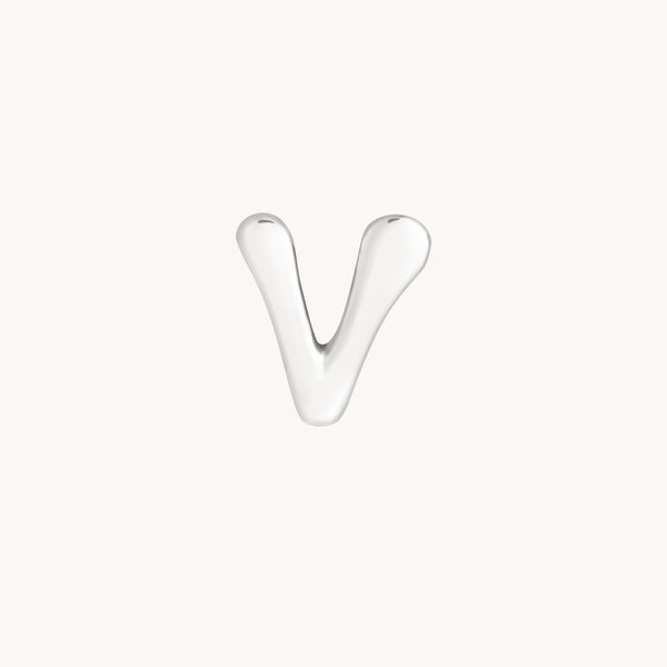 V Initial Click Charm in Solid White Gold-Astrid &amp; Miyu