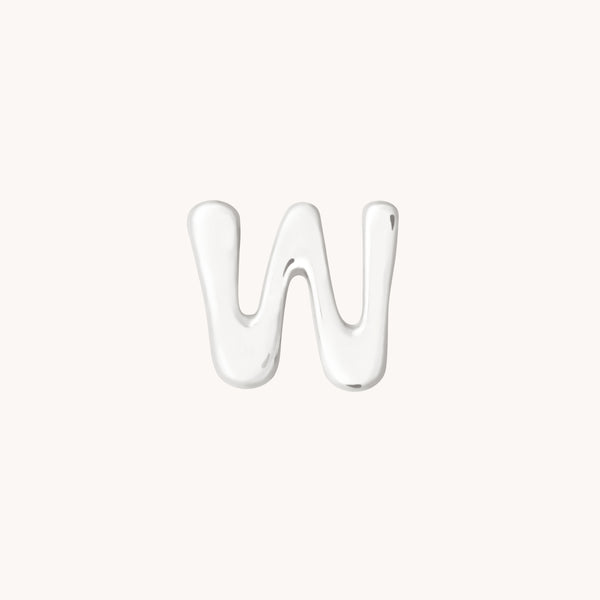 W Initial Click Charm in Solid White Gold-Astrid & Miyu
