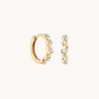Opal Pear Bezel Huggies in Solid Gold-Astrid & Miyu