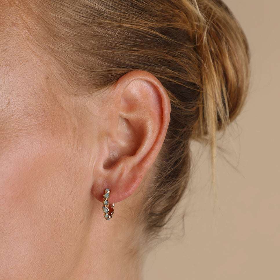 Opal Pear Bezel Hoops in Gold-Astrid &amp; Miyu