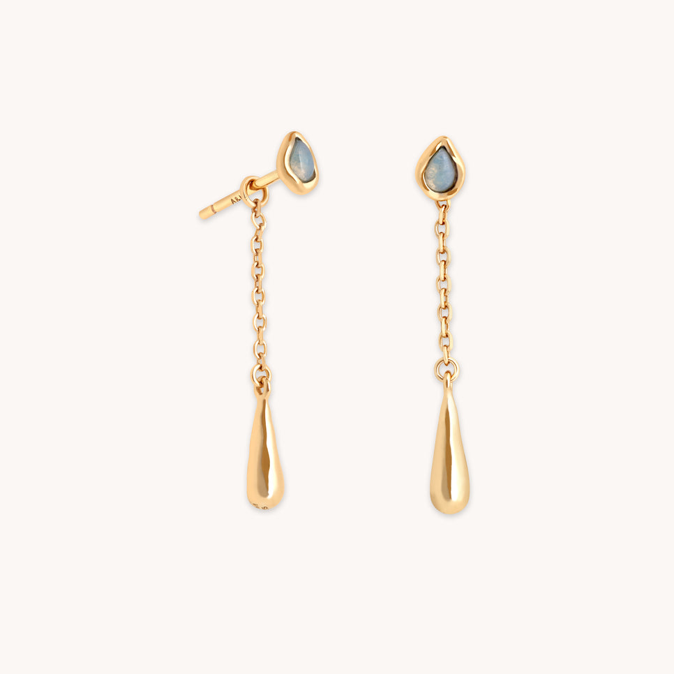 Opal Pear Chain Drop Studs in Gold-Astrid & Miyu
