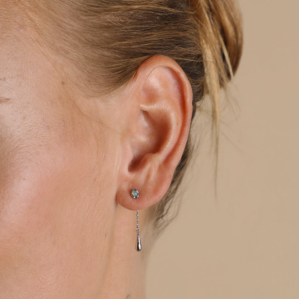 Opal Charm Drop Studs in Silver-Astrid &amp; Miyu