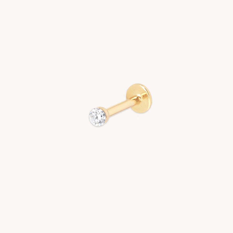 Floating Diamond Medium Piercing Stud in Solid Gold-Astrid & Miyu