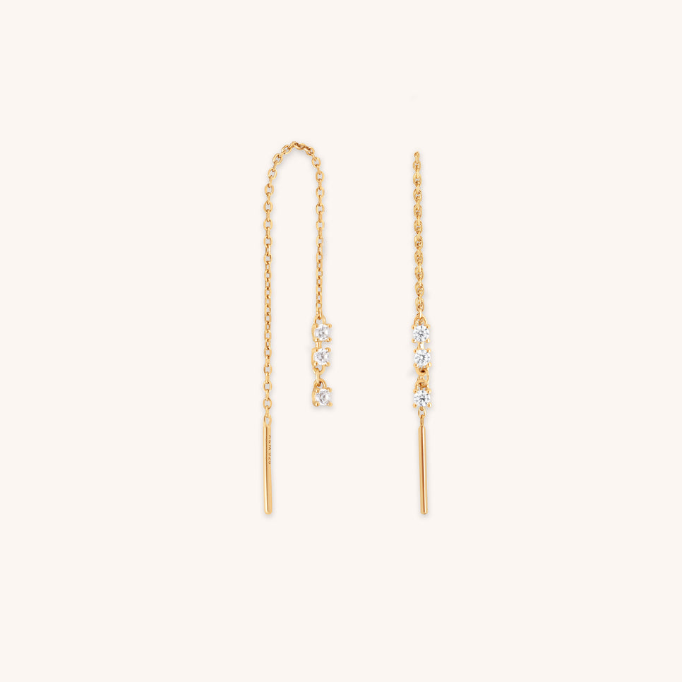 Crystal Thread Through Earrings in Gold-Astrid & Miyu