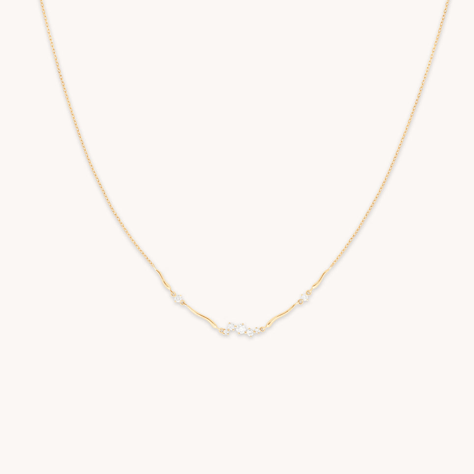 Diamond Cluster Molten Necklace in Solid Gold-Astrid & Miyu